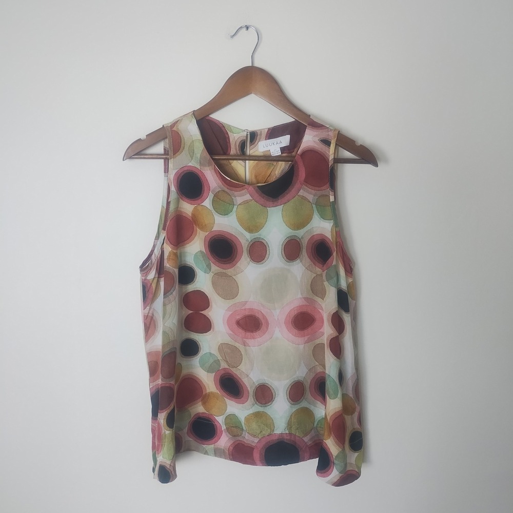 LUUKAA Sleeveless Top Women's 4 (US 12) Multi Color Lagenlook Artsy